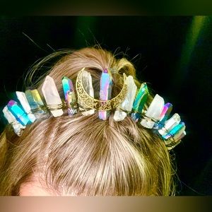 Crystal Crown with Crescent Moon accent
